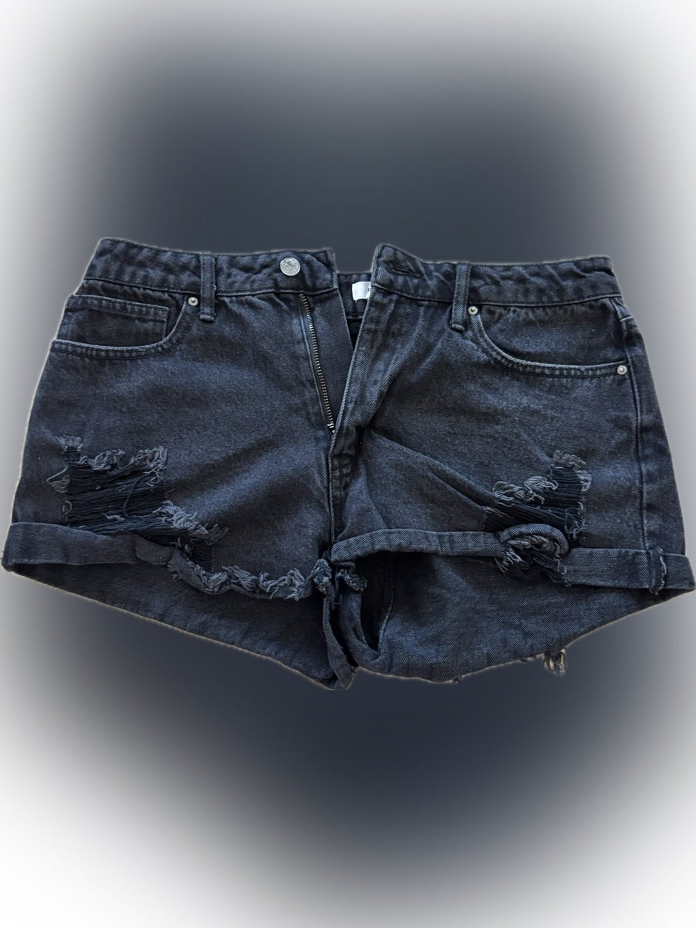 Women’s Distressed Black Denim Shorts